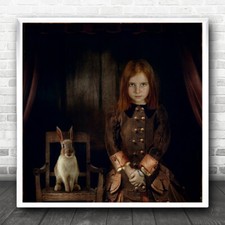 Rabbit Bunny Girl Portrait Studio Pet Animal Dress Classic Chair Wall Art Print