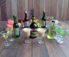 1:12 Dolls House Miniature 3pcs DRINK SET Alcohol Soda Bottle Glass Jug Handmade