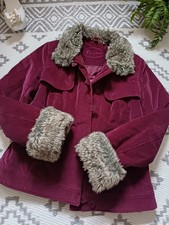 MONSOON Velvet Cord Fur Trim