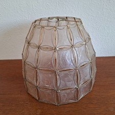 Vintage Capiz Gold Tone Shell Bell Pendant Hanging Light Lamp Shade Retro Look