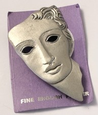 Vintage MALI Fine English Pewter Art Deco Style Lady Head Profile Image c.1996