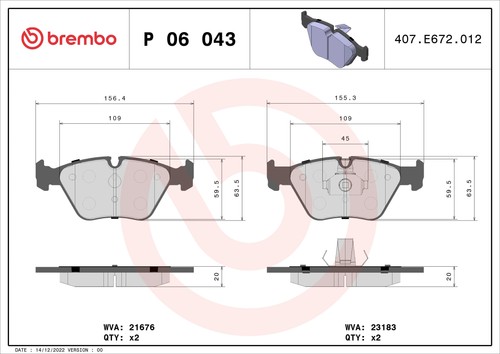 Front brake pad set - pad, disc