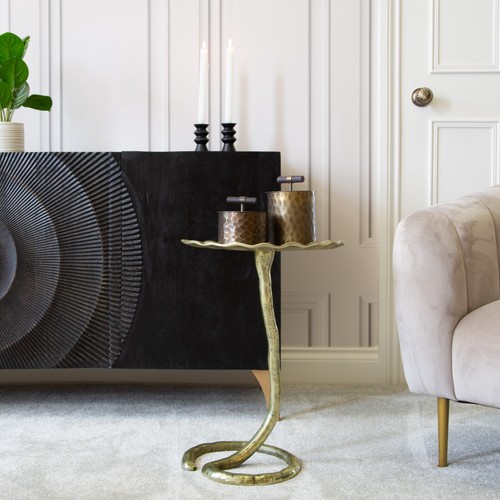 Antique brass leaf side table - brass,