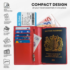 Passport Holder Travel Wallet for Women, PU Leather RFID Blocking Passport Cover