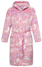 Kids Horse Soft Fleece Bathrobe Pink Warm Dressing Gown Bath Robe Girls