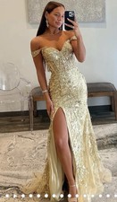 Gold Sequin Prom Dress Size 8 Evening Ball Gown Bridesmaid Wedding BRAND NEW 