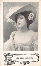 POSTCARD - EDWARDIAN ACTRESS - MISS LILY HANBURY- PAN PIPES - LOVE HEARTS