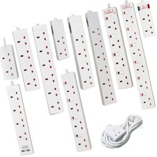 Extrastar Mains Electric Extension Lead 1/2/4/6 Gang 1/2/3/5M Cable 13A UK Plug 