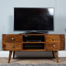 Mid-century style 4 drawer tv unit made from solid Mango wood 