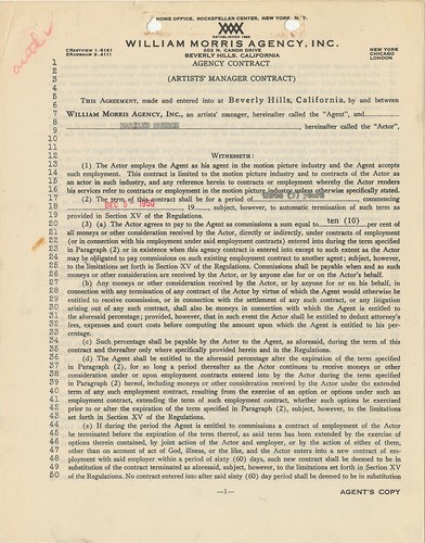 Marilyn monroe signed - signed, contract