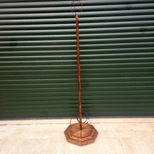 Vintage Large Standard Lamp Wooden Oak Matchstick Coated Stepped Base 160cm Tall