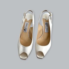 Jimmy Choo Heels Ivory Nova Bridal Open Toe Size 37 UK 4 Worn Once RRP £395