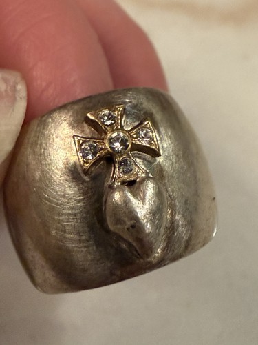 Chunky silver ring heart - silver, w