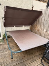 Double Hammock Swing Garden Outdoor Frame Sun Lounger Bed Canopy w/ Pillows