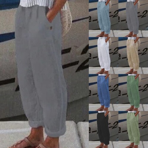 Womens cotton linen - womens, elastic