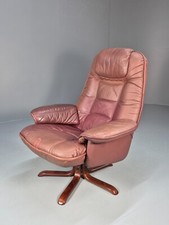 Vintage Danish Leather Swivel and Recline Lounge Chair 1980s Retro EB9275 MSWI