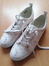 Women's Clarks 6.5 to 7 GLOVE ECHO Floral Canvas Lace-Up Casual Shoes Trainers