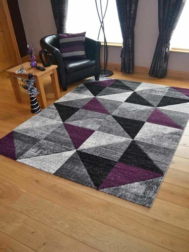 Modern grey purple rugs - purple, mat