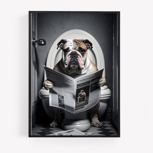 Bathroom english bulldog - english, on