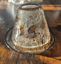 Yankee Candle Small Jar Candle Plate & Shade Autumn Harvest Crackle Glass Design