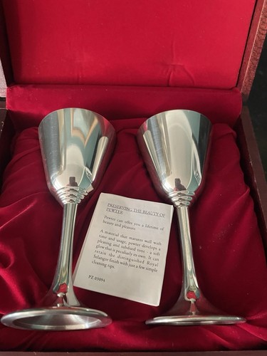 Pair pewter goblets - pewter, in