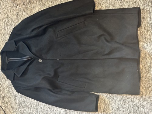 Mens black wool blend - blend, overcoat