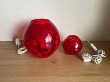 2 x IKEA KNUBBIG Red Glass Cherry Blossom Lamps - Large & Small - Working