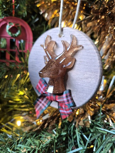 Stag head baubles brown - 4x,