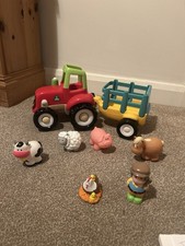ELC Happyland Tractor Trailer Set, Farmer, Cow, Pig , Sheep, Horse, Chicken