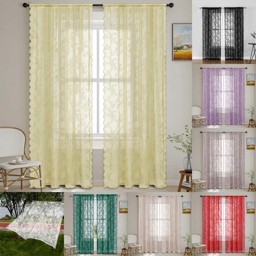 Floral lace window - lace, net