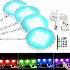 4X RGB LED Under Cabinet Lights Kitchen Cupboard Unit Light Dimmable Remote UK