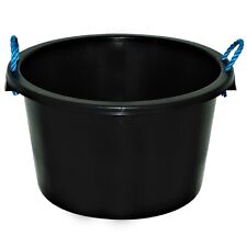 45L Heavy Duty Bucket with Rope Handle Plastic Water Storage Plaster Mix - BLACK