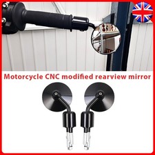 Motorcycle Bar End Round Black Rear View Side Mirrors 7/8" For Honda Suzuki UK