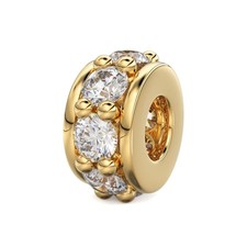 Diamond Eternity 18k Solid Yellow Gold 5mm Rondelle Wheel Beads Elegant