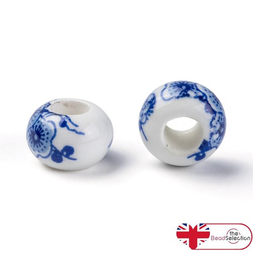 Rose flower porcelain beads - 10,