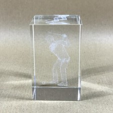 Laser Etched 3D Golfer Glass Paperweight