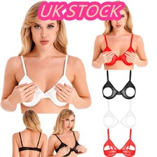 UK Women’s Sexy Lingerie Open Cup Bra Tops Cutout Underwire Push Up Brassiere