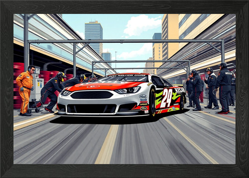 Nascar stock car pit framed - nascar,