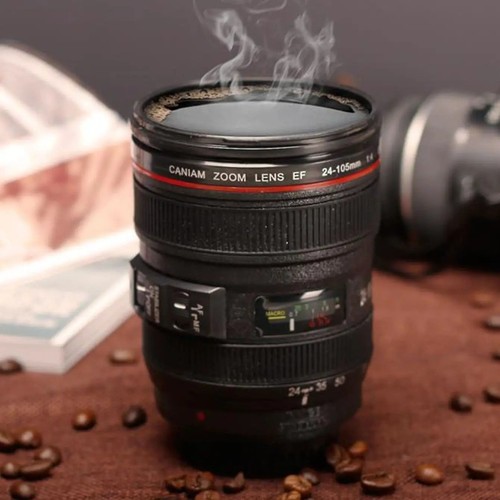 Camera lens mug stainless - camera,
