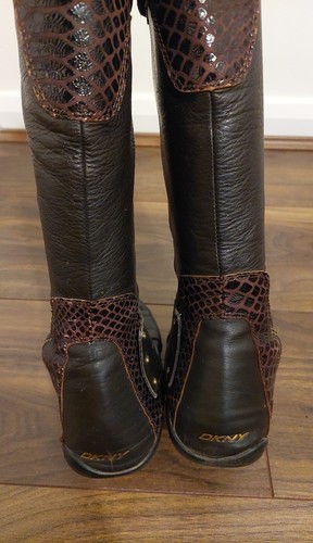 Dkny brown leather long boots - leather,