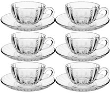12Pc COFFEE Glass Cup & Saucer