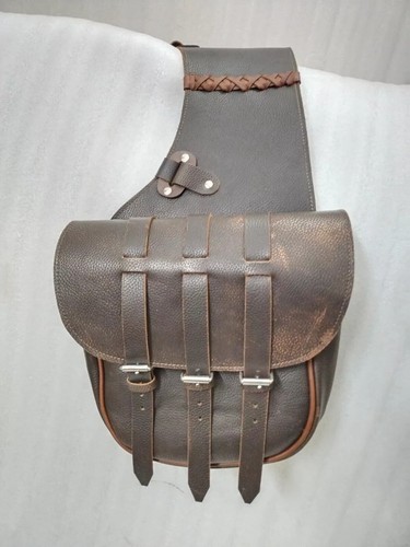 Leather western saddle bag - leather,