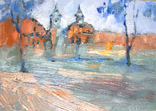 Dusk original framed - framed, oil