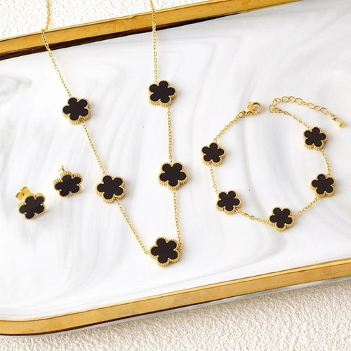 Clover jewellery set - set, gold