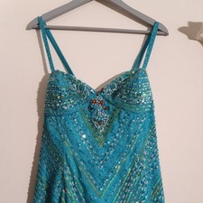 Gino Cerruti Turquoise Embellished Sequin Prom Dress Size 2XL New PLS READ