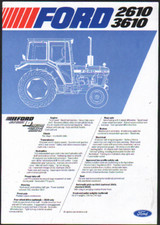 1982 FORD 2610 and 3610 Tractor Specification Brochure Leaflet