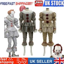 Halloween Men Kids Stephen King's It Pennywise Clown Cosplay Mask Costume Outfit
