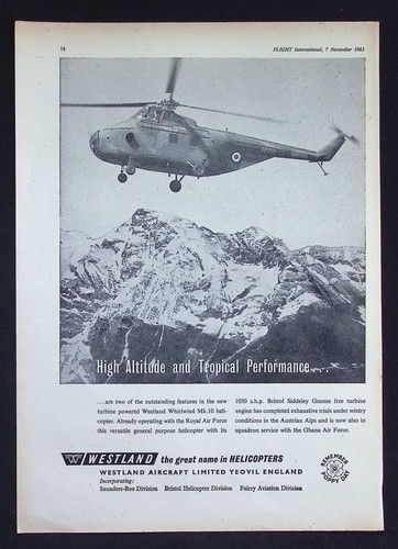 Original 1963 advert - original, westland