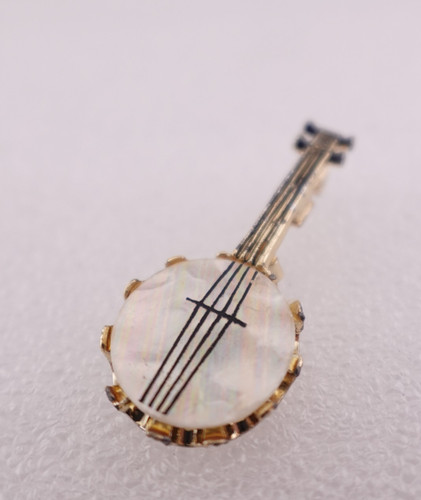 Mini banjo pinback gold - banjo,