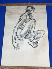 Vintage Charcoal Female Nude